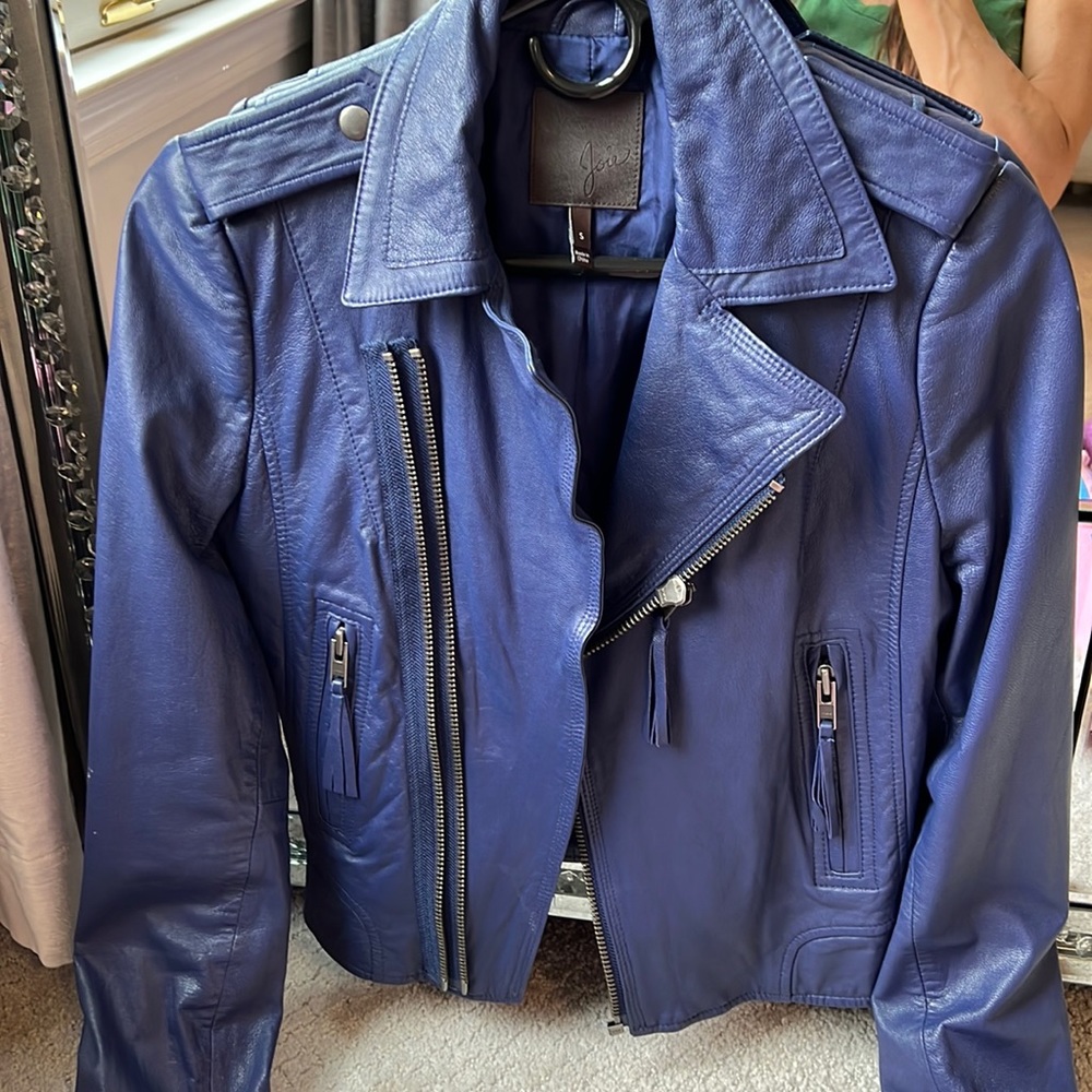 Joie blue leather jacket